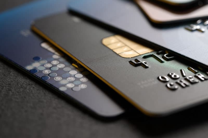Stack of credit cards.