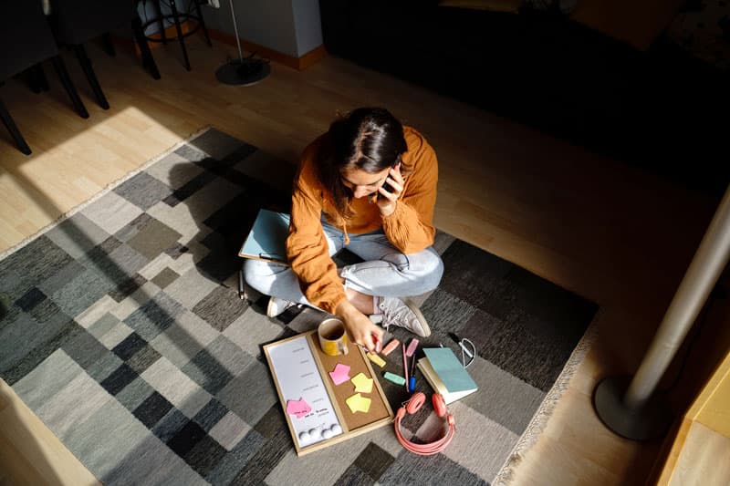 Woman organizing debt