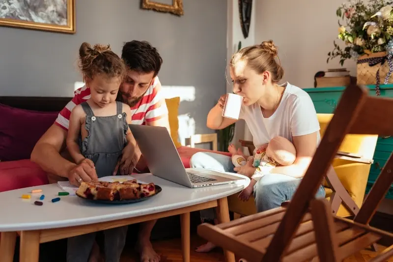 young family discussing how to get a small personal loan